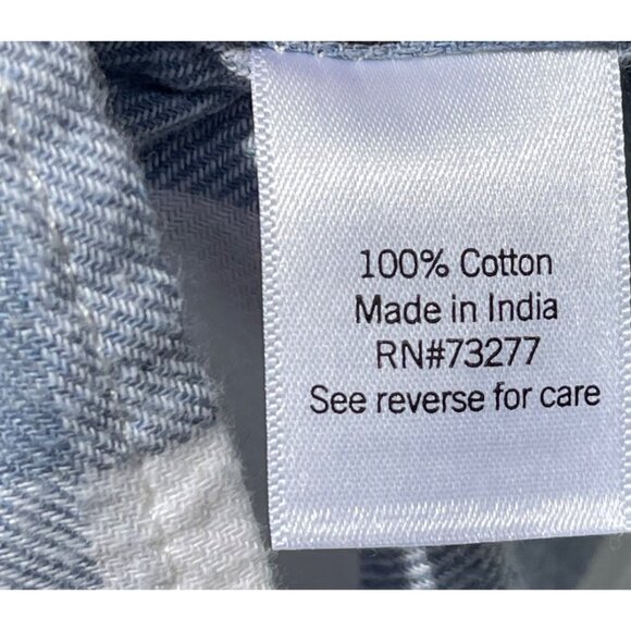 Sonoma Mens Supersoft Flannel Shirt Blue/White Plaid XXL 100% Cotton Long Sleeve - Picture 4 of 7